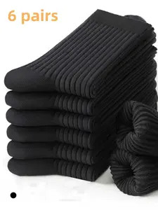 6-Pack Unisex Mid-Calf Striped Socks, Simple and Versatile, Breathable, Sweat-Absorbing, Comfortable, Easy to Match, Suitable for Everyday Casual Wear, Running, Sports, and Various Exercise Scenarios