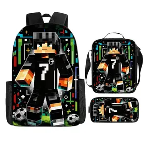 Cyberpunk Pixel Gamer Print Unisex Backpack, HD 2D Flat Printed Durable School Bookbag, Available In 1/2/3 Piece Sets With Mini Athlete Graphic Design, Lightweight Laptop Daypack For Teen Daily Commute School Travel Outdoor Use