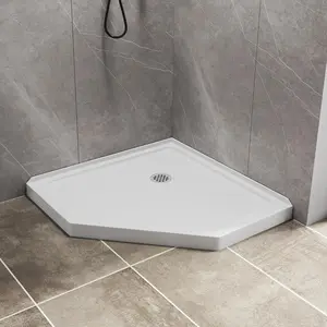 36 in. D x 36 in. W Neo-Angle Shower Base, Single Threshold Acrylic Corner Shower Base Pan, Non-Slip Textured Surface Bathroom Shower Floor Pan in White