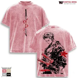 Roronoa Zoro T-Shirt, One Piece Graphic Tee, Pirate Hunter Merch, Acid Washed Streetwear