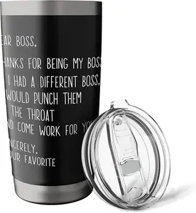 Funny Dear Boss Appreciation Day World Best Boss Ever Coffee Stainless Steel Insulated Tumbler Dual Wall BPA Free Leak Proof Lid