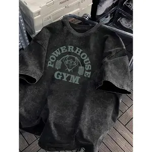 230g Washed T-shirt, Fun Fitness Print, High-quality Wax Printed Cotton, Machine Washable, with a Certain Thickness Suitable for Summer T-shirts, Outdoor Activities, Holiday Gifts