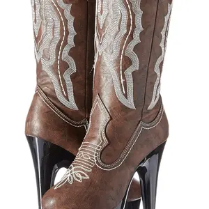Ellie Shoes Women's 709-Dallas Western Boot with Intricate Embroidery and High Heel Design