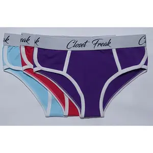 Closet Freak 3 Pack Brief - Cotton  Briefs with Classic Design and Soft Fabric.  Womenswear High Waisted show Panties Red Sky Blue  White
