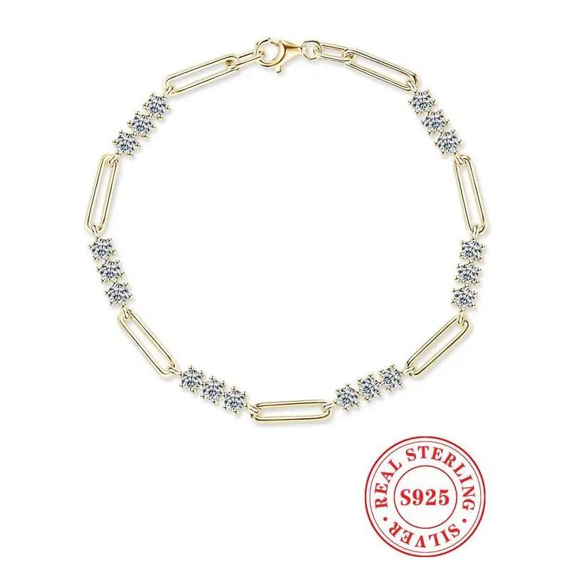 S925 Sterling Silver Synthetic Moissanite Decorated Bracelet, Fashionable Jewelry for Women & Girls, Trendy All-match & Exquisite Jewelry for Birthday Gift S925 Sterling Silver Synthetic Moissanite Decorated Bracelet, Fashionable Jewelry for Women & Girls, Trendy All-match & Exquisite Jewelry for Birthday Gift