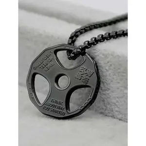 Men's Fashion Dumbbell Charm Pendant Necklace, Gym Workout Sports Matching Necklace Jewelry for Men, Casual Versatile Accessories for Dates, Parties and Daily Wear