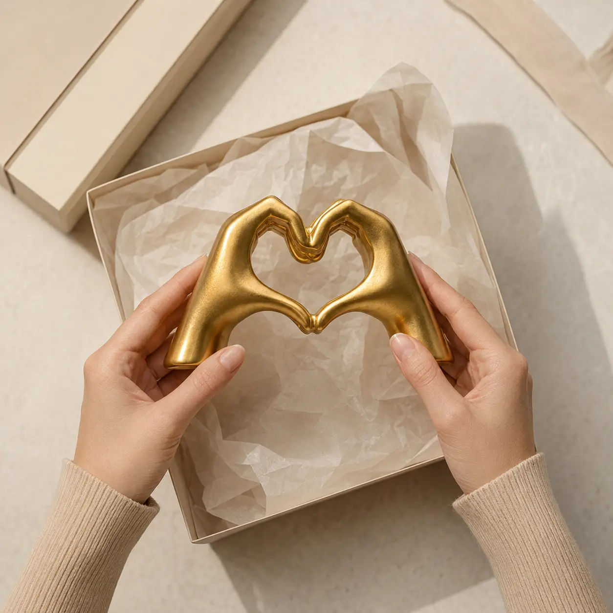 Heart-Shaped Resin Hand Sculpture - 1-Piece Resin Sculptures, Modern Desk Decor, Unique Art Home Supplies, Table Ornament for Home Office Shelf/Wine Cabinet, Ideal Gift