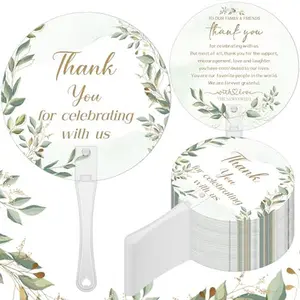 100 Pcs Wedding Hand Fans for Guests Bulk Thank You for Celebrating with Us Plastic Decorative Fans with Handle, Perfect Bridal Shower Ceremony Party Favor