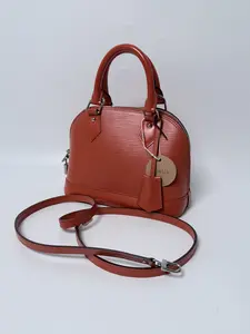 Pre-owned Louis Vuitton Leather Crossbody Bags Alma BB Epi Orange Handle Shoulder Handbag Crossbody Bag P041LV