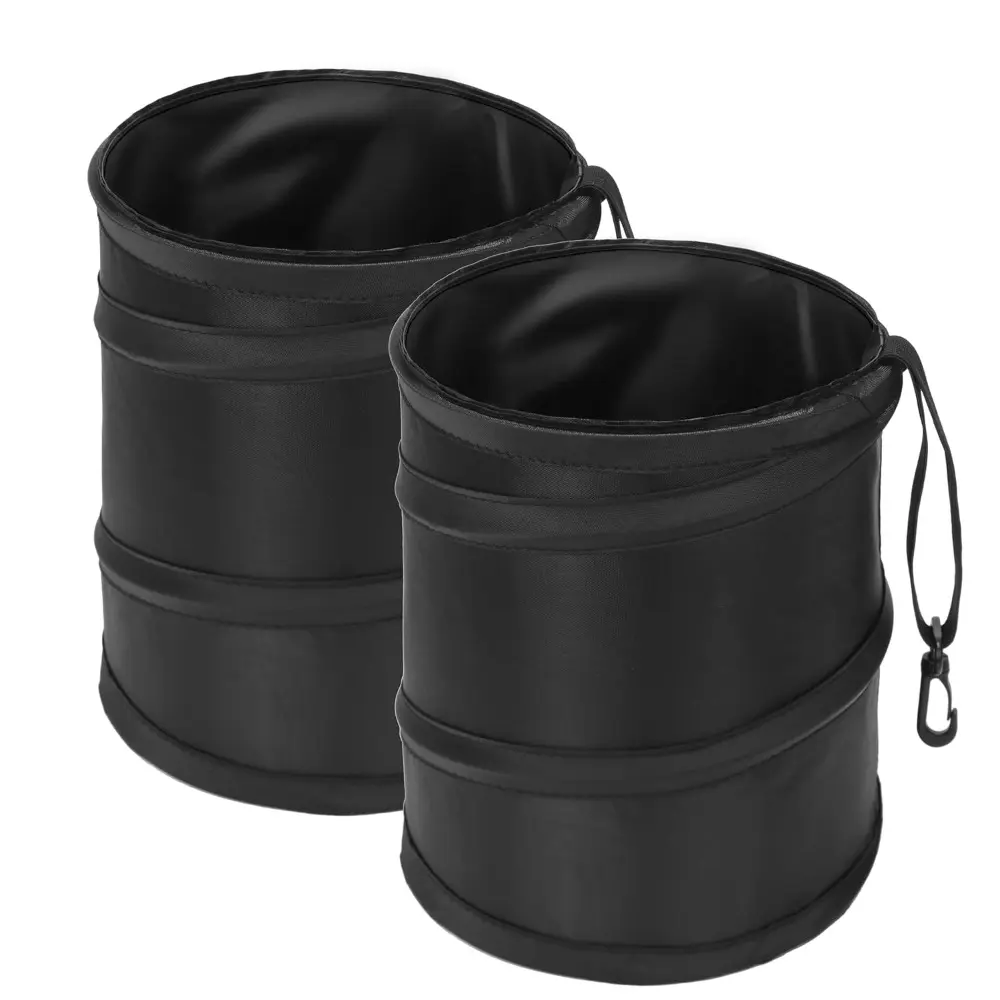 2 Packs 2 Gallons New Leakproof Car Trash Can, Compact Trash Can Pop-up Collapsible Hanging Car Trash Bin with Velcro and Hook, Waterproof PEVA Liner Open-Top Garbage Can For Cars Home Office