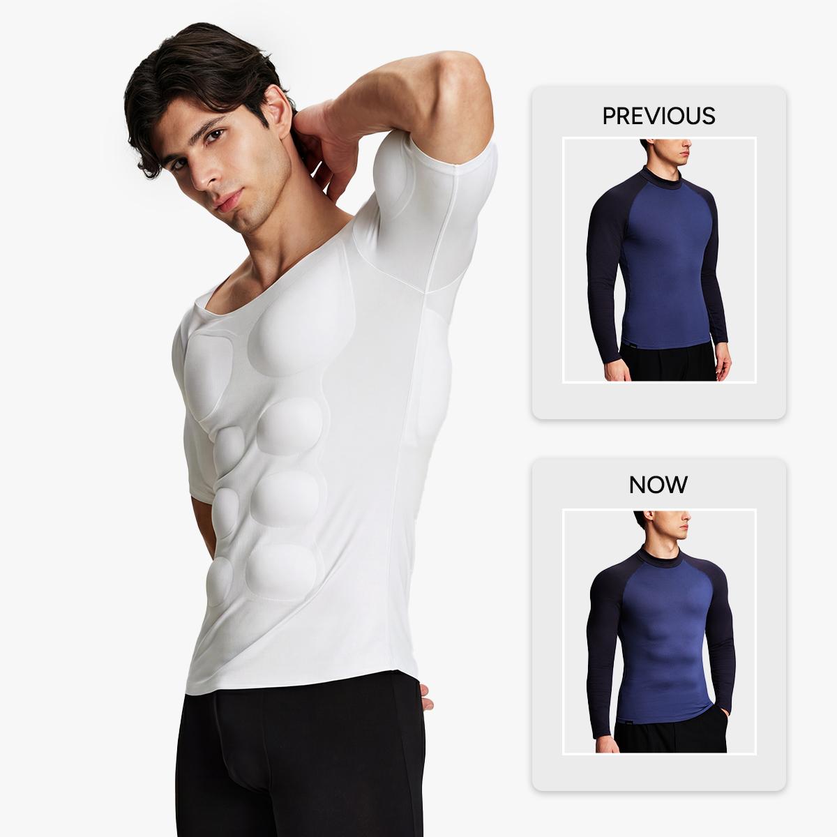 【Nebility】 Men’s Invisible Seamless Muscle-Enhancing T-Shirt with Removable Muscle Pads and Light Compression Function, Suitable for Everyday Wear, Cosplay, and Special Occasions SpringStatements