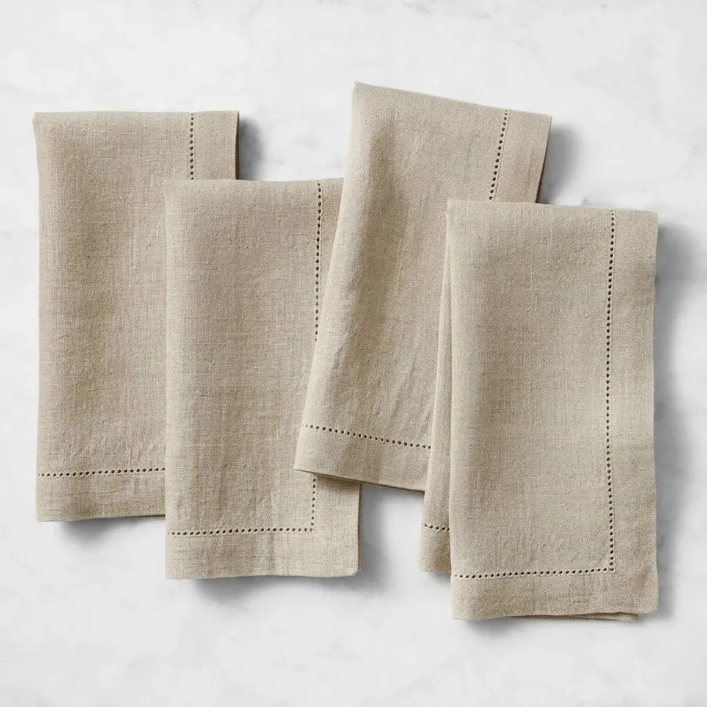 Solino Home Birch Hemstitch Napkins, Kitchen Tableware for Dining, Elegant Cloth Napkins for Home Use