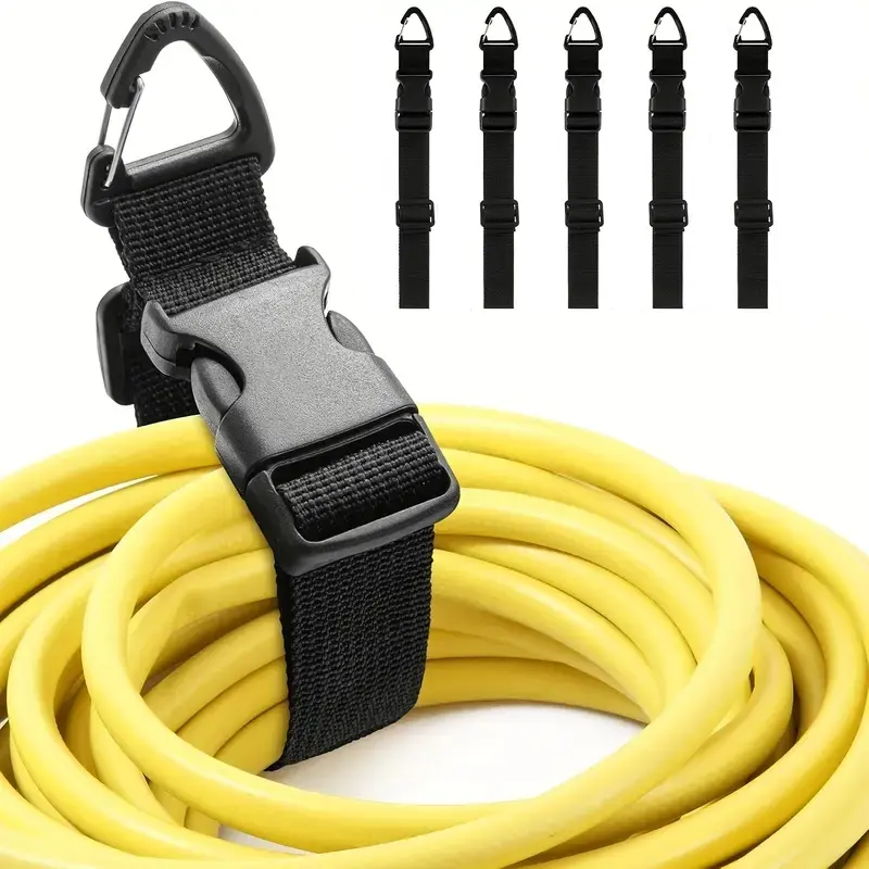 Heavy-Duty Storage Binding Strap Heavy Duty Nylon with Quick Release Buckle & Triangle Snap Hook, Extension Cord Holder Organizer with Adjustable Buckle for Ropes Hoses Cables, Carabiner Straps for Outdoor, Indoor, Home Gear Storage