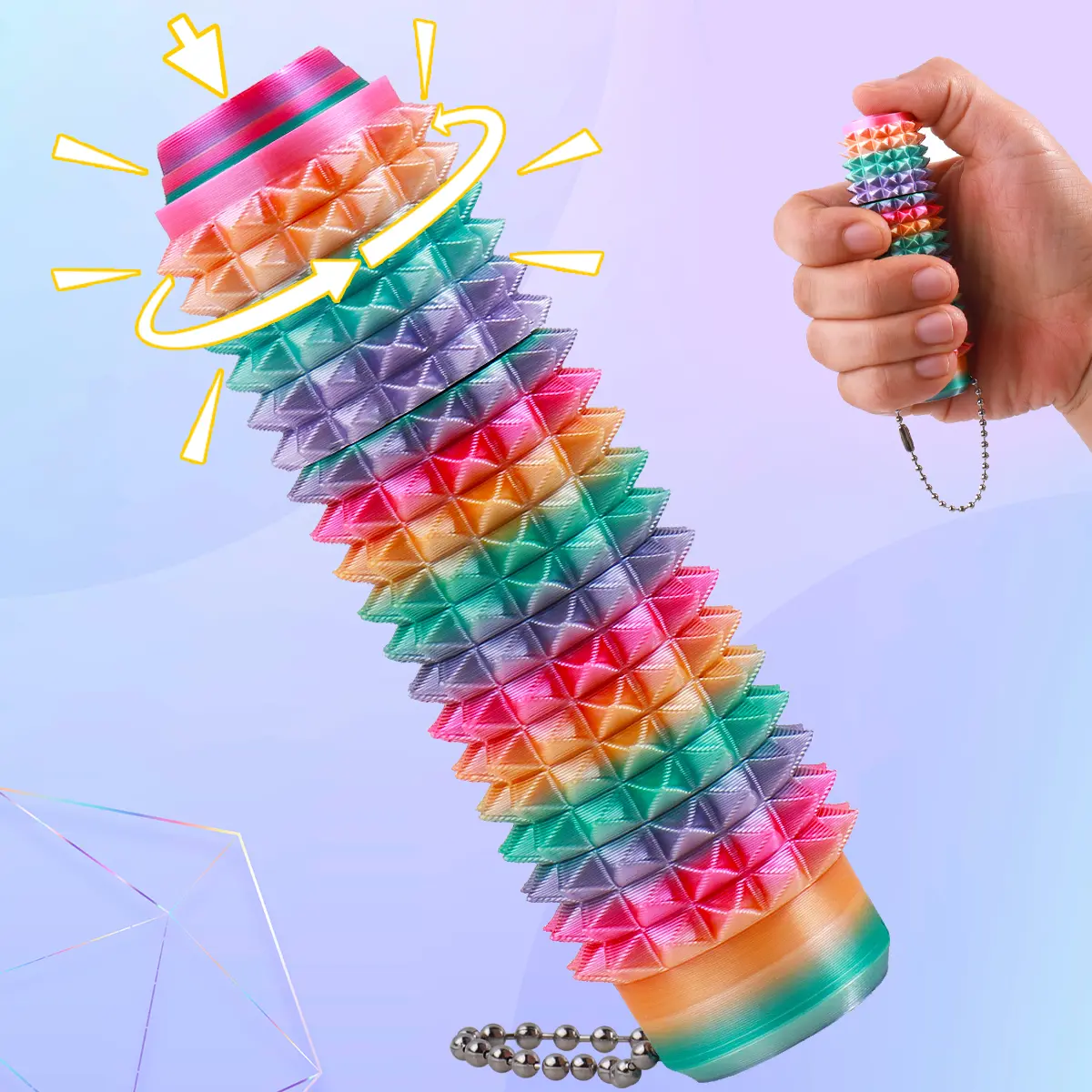 ASMR Sensory stim toy for ADHD Anxiety relief portable 3D printed Firm plastic spikes for Pain Stimulation Impulse Control Body Care Tool Clips onto Keys