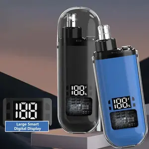 Nose Hair Trimmer for Men Women Rechargeable Painless Eyebrow Facial Hair Shaver LED Display Waterproof Dual Edge Blades Clipper Compact Portable IPX7 Safe Distance Trimming