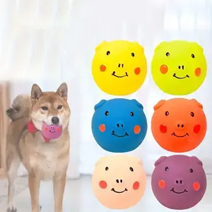 Durable Chew Dog Toys in 1/2/3/4pcs, Interactive Squeaky Rubber Balls with Fun Face Design, Soft Toys for Small and Medium Dogs