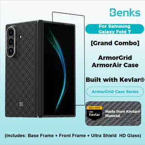 [FOLD7 CASE+SCREENPROTECTOR] Grand Combo: Benks ArmorGrid ArmorAir Case built with Kevlar for Samsung Galaxy Z Fold 7