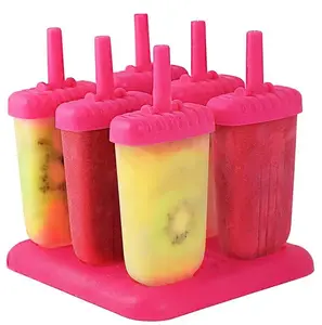 6Pcs Popsicle Molds Reusable Ice Cream DIY Ice Maker Ice Kids Plastic