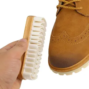 Suede Brush Shoe Cleaner with Ergonomic Wooden Handle & Raw Rubber Brushes for Suede Nubuck & Leather Footwear Cleaning Tools