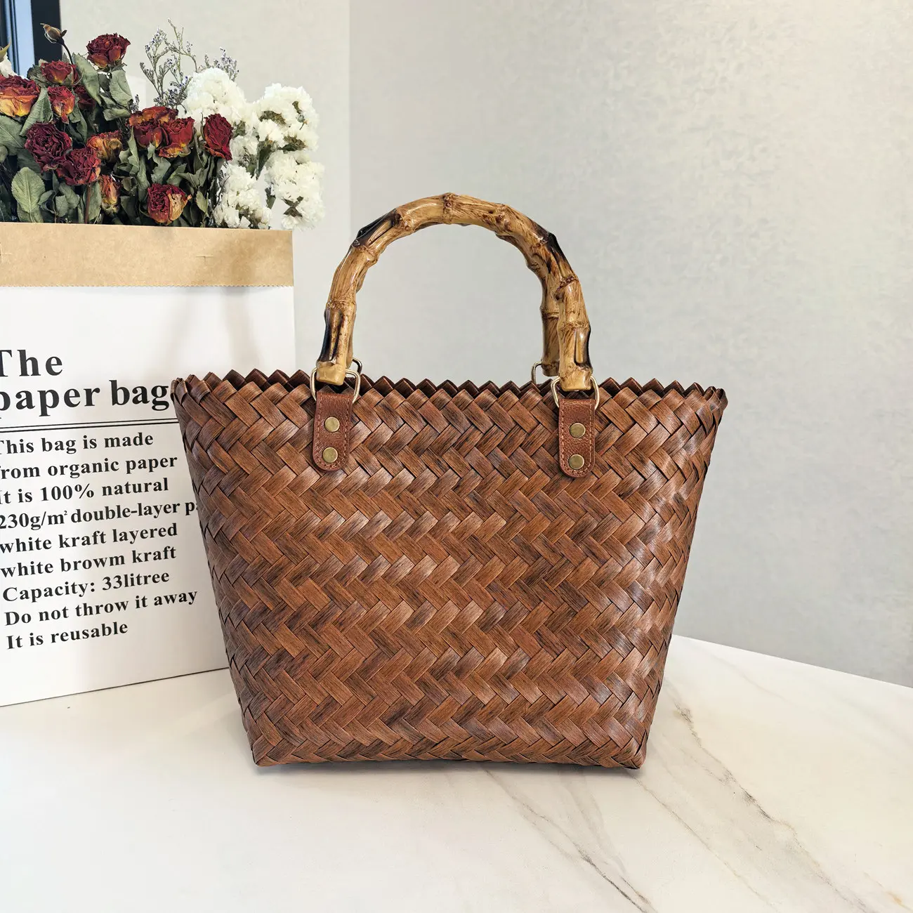 Bamboo handle coffee color (naked bag)