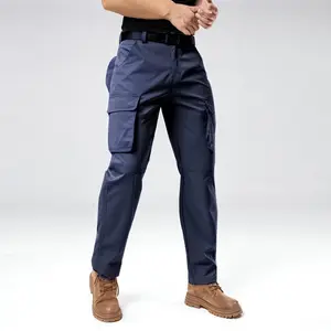 Men’s Cargo Work Pants, Polyester Fabric, 6 Deep Pockets, Straight-Leg Design