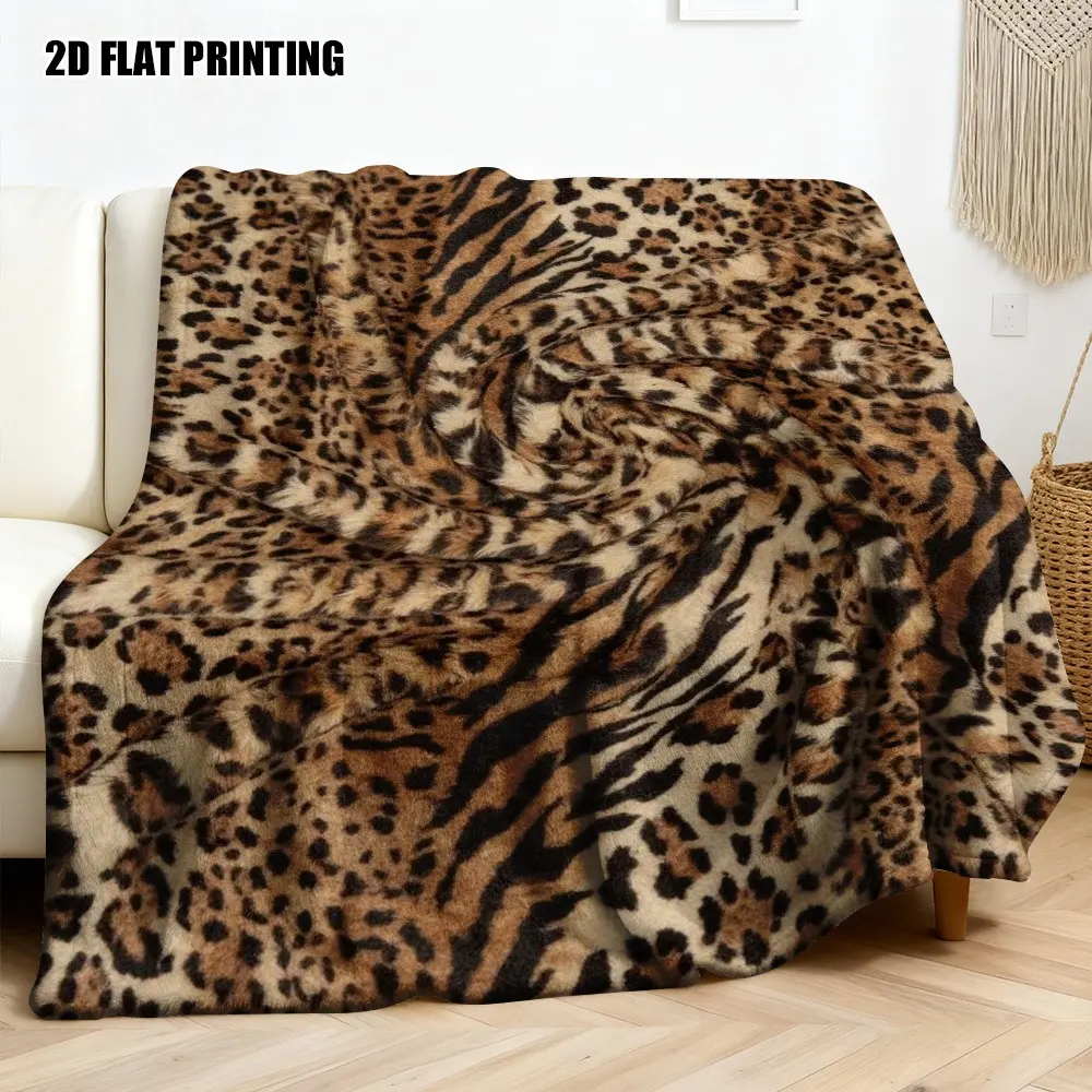 Leopard Print Blanket, Tiger Stripe Animal Print Throw Blanket, Soft Cozy Fleece Blanket for Sofa Couch Bed, Luxury Wild Faux Fur Style Blanket, Aesthetic Home Decor for Bedroom Living Room, Plush Warm Blanket Gift for Animal Print Lovers