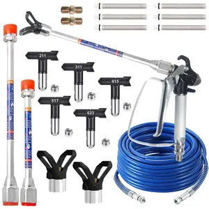 19-Piece Airless Sprayer Kit, Professional Painting Tool Set, Paint Sprayer Accessories, Includes 24.6ft High-Pressure Hose, Spray Gun, Nozzles, Filters, Connectors, Guards, Extensions