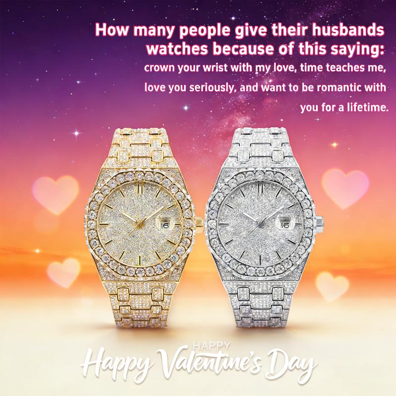 Luxury Rhinestone Embellished Jumpstart sale Classic round dial -Dial Quartz Watch with Gift BoxIncluded Fashion Timeless Classic Watch Holiday Haul  Flash Sale diamond men  Shine at work, lead with brilliance.
