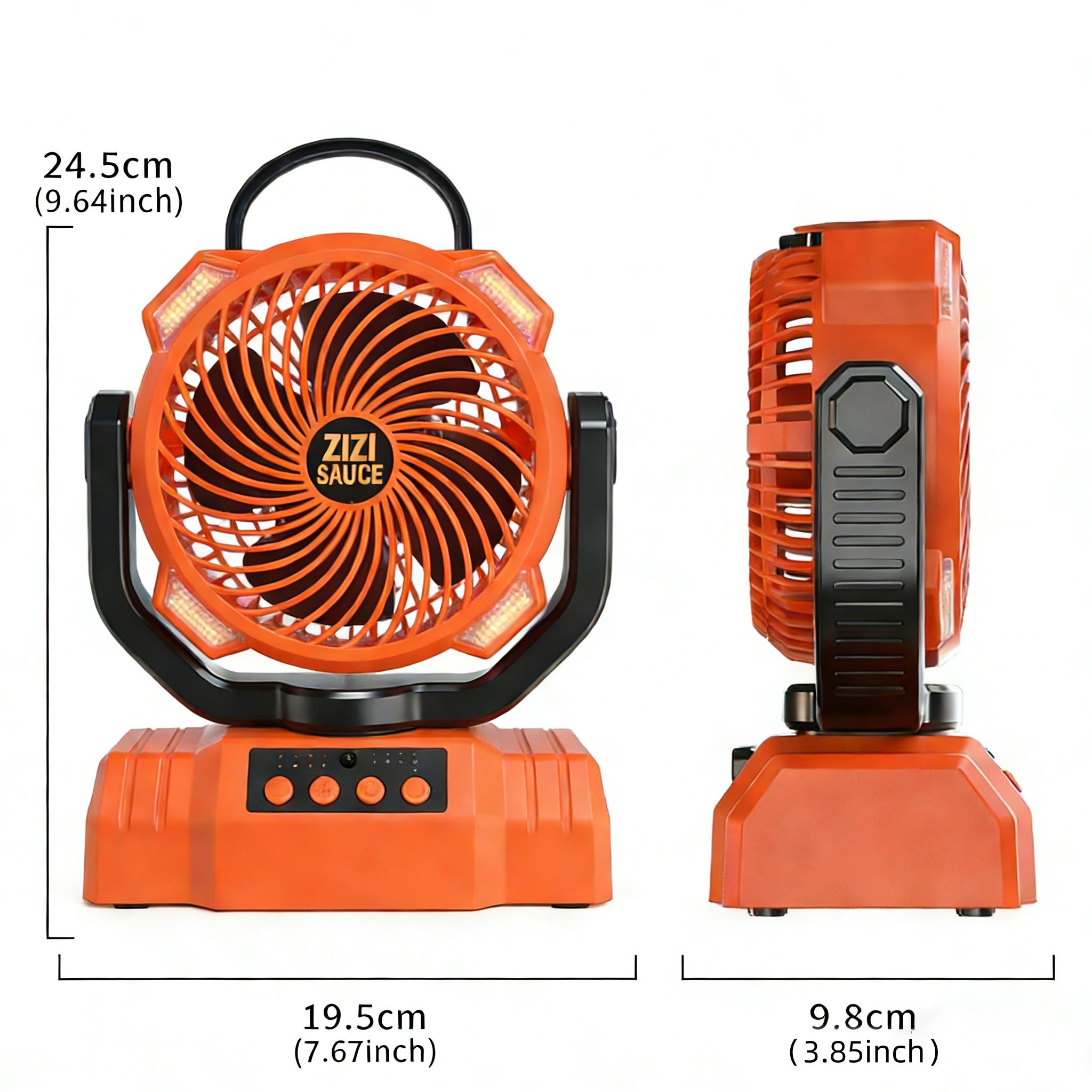 Zizi Sauce Portable LED Camping Fan 10000mAh Rechargeable 8.7-Inch Ultra Quiet Foldable Stand Compact Lightweight 3 Speed Settings for Outdoor Activities Operated Fan for CampingPortable Rechargeable Multifunction Fan battery fan rechargeable fan