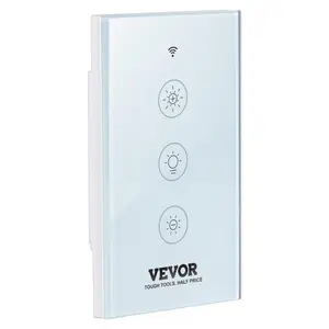 VEVOR WiFi Smart Light Dimmer Switch, 100-250V AC Wi-Fi 2.4GHz, 15 to 85 Stepless Dimming LED Dimmable Smart Switch with Touch Panel, App Remote Control Voice Compatible with Alexa Google Home