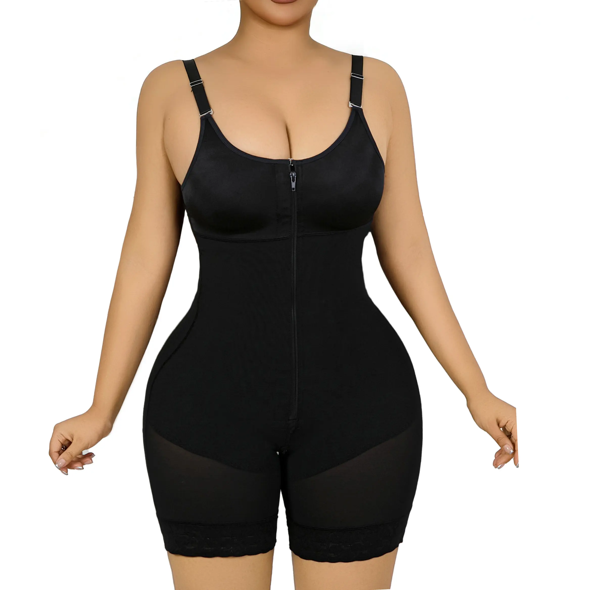 Women's Colombian Compression Faja Body Shaper Bodysuit - Women's Clothes, Tummy Control, Butt Lifter, Zipper Crotch, Detachable Shoulder Straps, Adjustable V-Neck Vest, Minimalist Comfort, Multi-Size (Black Friday Pick)