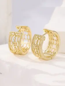 A Pair of Bohemian Simplicity Earrings Golden Color Earrings for Women Trending Copper Round Hoop Wide Open Pattern New Waterproof Piercing Chunky Ear Jewelry Accessories, The Perfect Holiday Gift