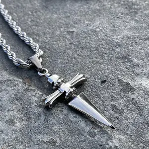 Personalized Cross-dagger Pendant Stainless Steel Cable Chain Necklace Jewelry Accessories Decoration Gift