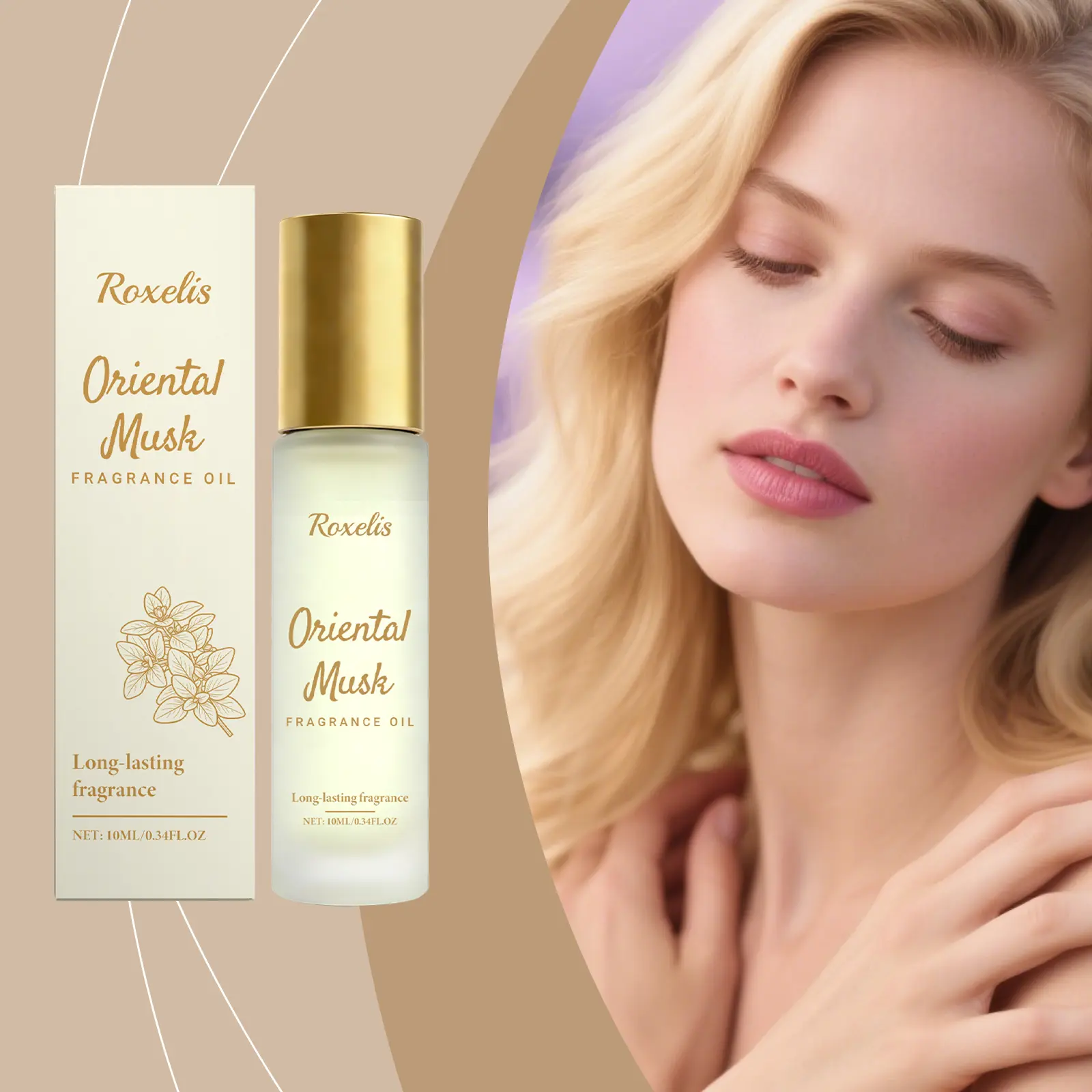 Roxelis Oriental Musk Fragrance Oil Rollerball - 10ml Long-Lasting Warm Scent EDP, Portable Mini Roll-On Single Item for Women Youth, 24-Month Shelf Life, Ideal for Daily Use Travel Dating
