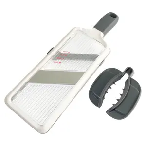 Handheld Mandoline Slicer with Food Holder – Adjustable Stainless Steel Blades for Fast Slicing of Vegetables, Fruits & Cheese