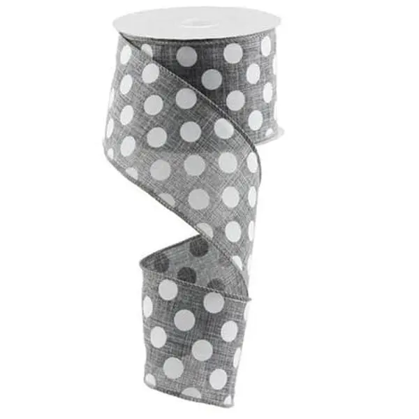 2.5" Medium Multi Dot Grey White Ribbon RX9146R7