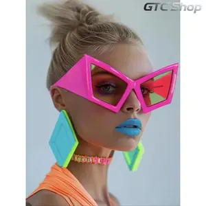 Retro Cat Eye Frame Pink Glasses, Trendy Fashion Eyewear Accessories, Stylish Party Event Props Perfect for Everyday Casual Wear and Outdoor Activities summerwins