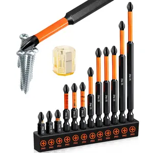 13-piece cross-head drill bit set # 2-piece set of S2 steel 1/4" hexagonal drill bits, anti-slip screwdriver bits, length 1-6", CNC-tipped magnetic drill bits, impact hexagonal drill bit set for disassembling electronic devices