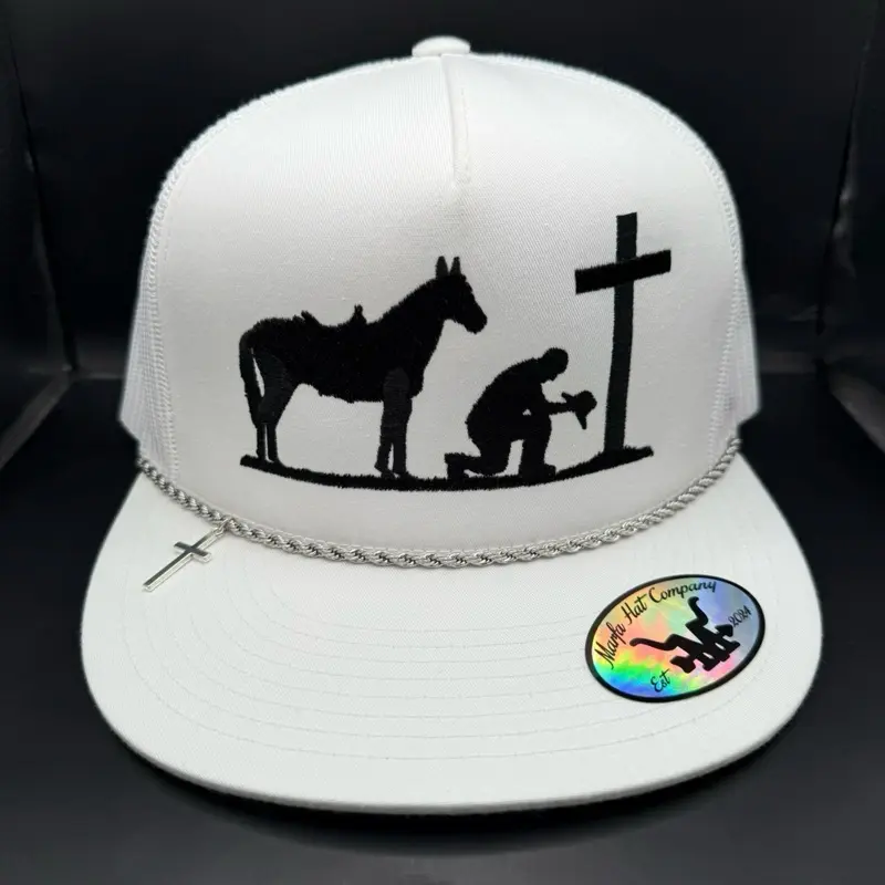 Rezo Vaquero hat with Horse Silhouette & Cross Embroidery Snapback Cap for Men, Women