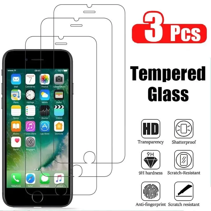 3Pcs Tempered Glass For Apple iPhone 6 6S 7 8 Plus SE 2022 Protective Screen Protector 2020