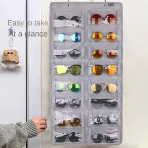 16 Grid Felt Eyeglass Rack Organizer for Sunglasses & Glasses Storage, Fabric Storage Units, Wall-Mounted Display Shelf Holder, Space-Saving Design