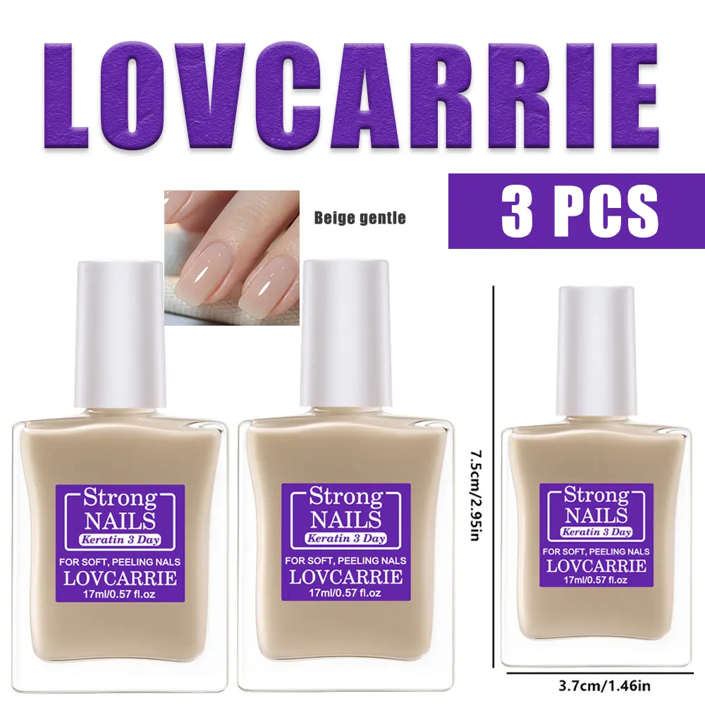 LOVCARRIE Strong Nails Keratin 3 Days Nail Strengthener 17ml Fast Repair Treatment for Soft Peeling Fragile Nails Anti-break Manicure Care Base Coat