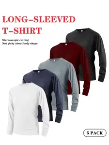 Men's Quick-Dry Long Sleeve T-Shirt, Sporty Round Neck, Moisture-Wicking, Lightweight Breathable, Soft Comfort, Fall Winter Base Layer, Casual Wear, Hiking, Daily Exercise
