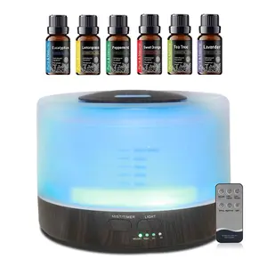 16.91oz 5-in-1 Essential Oil Diffuser for Clean Air, Humidity Control & Calming Aromas (Includes 6 Oils, Auto-Off Timer)