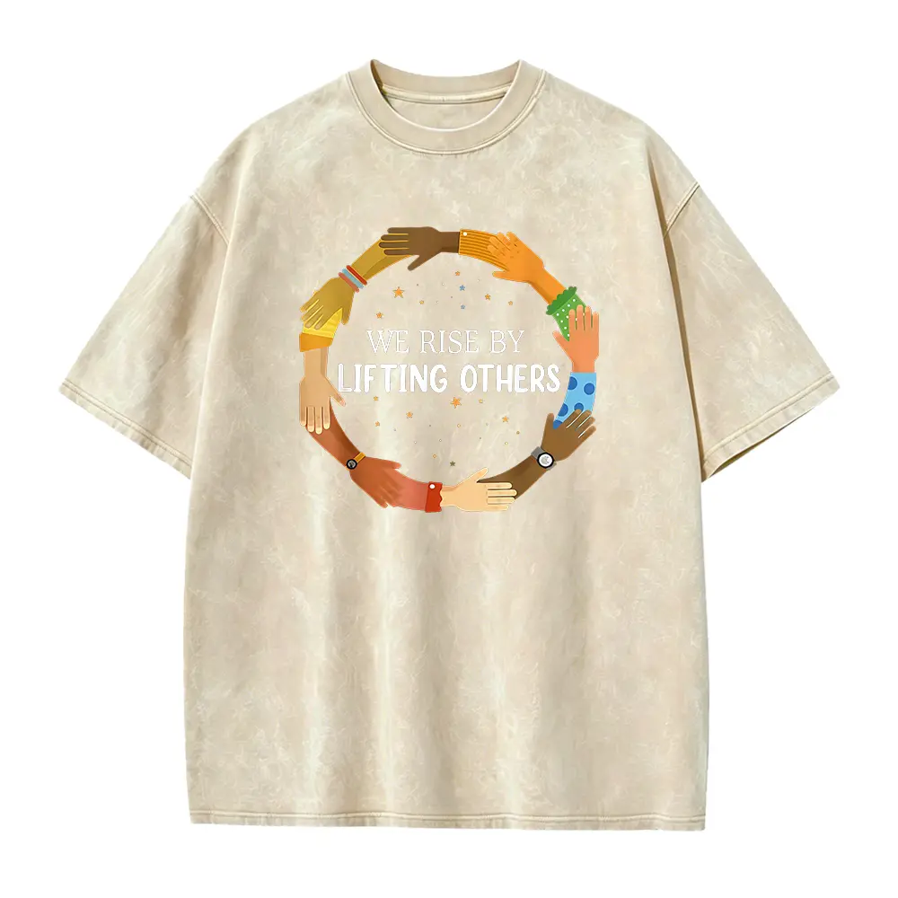 We Rise By Lifting Others Graphic T-Shirt | Inspirational Quote Tee, All-Season Humor, Men'S, Round Neck, Short Sleeve, Soft Breathable, Machine Washable