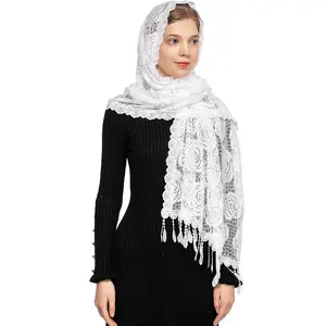 Rose Rectangular Chapel Veil Scarf Catholic Church Veils Mantilla Wrap Shawl Mass Head Covering