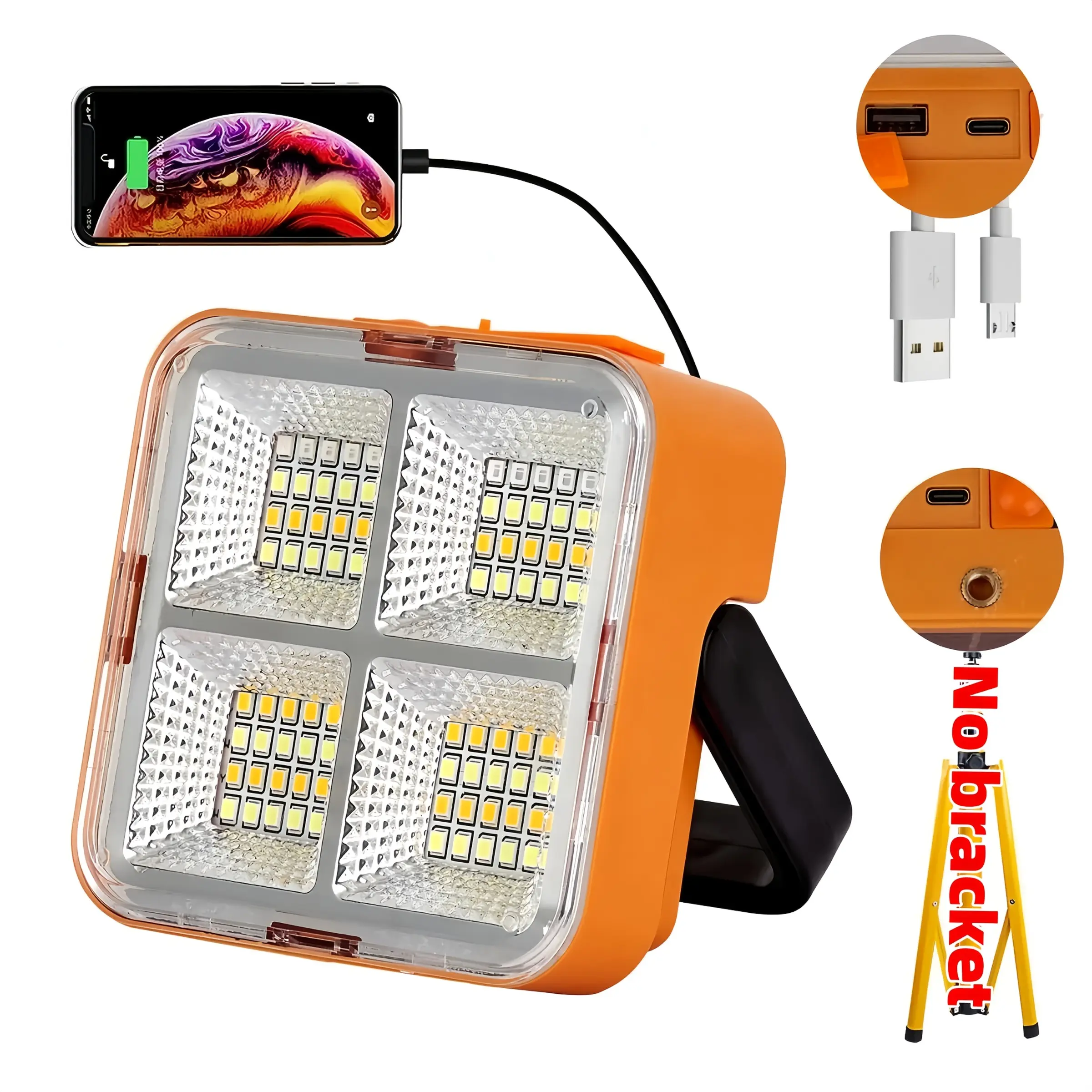 Mini Solar Rechargeable Multifunctional Searchlight, Rechargeable Led Spotlight, Outdoor Portable LED Floodlight With Magnetic Suction, USB Rechargeable Portable Emergency Light, Suitable For Camping, Tourism, Flashlights, Hiking Flashlight