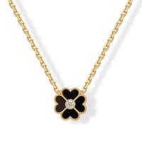 Black Onyx Flower - Yellow Gold