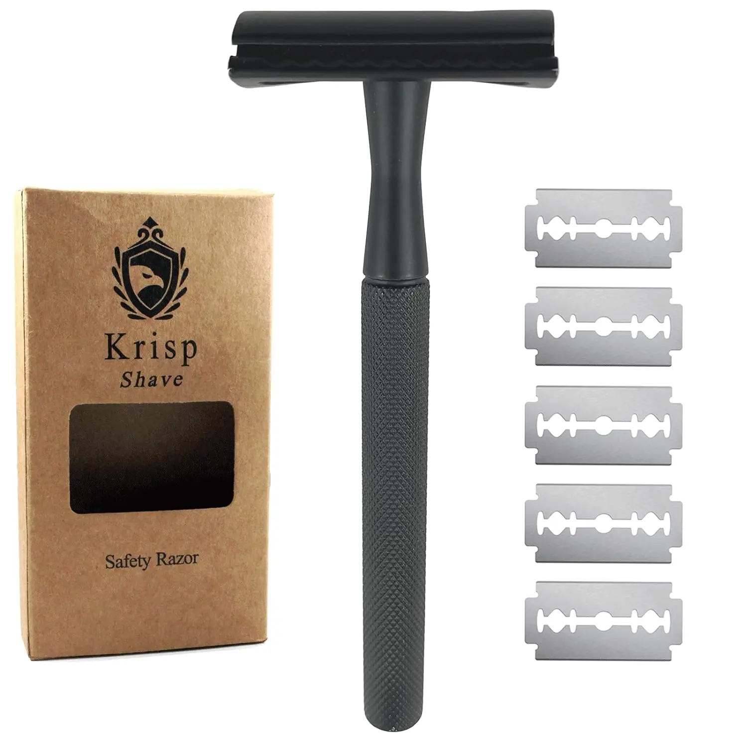 Stainless Steel (4.5") Long Handle Safety Razor for Men Women - Double Edge Shaving Razor - Fits All Double Edge Razor Blades - Comes With 5 Shave Blades Provides Bump Free Smooth Shaving Durable Shaver Comfort