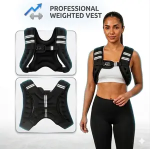 Weighted Vest for Men & Women 10lb 12lb 18lb, Adjustable Workout Vest with Reflective Stripe, Rucking Vest for Walking Running Training, Comfortable Durable Fitness Weight Vest